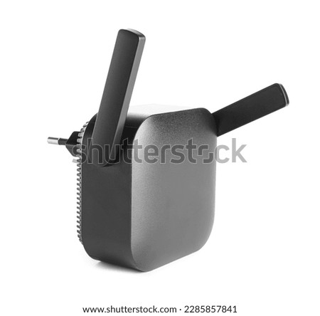 Black WiFi repeater isolated on white background