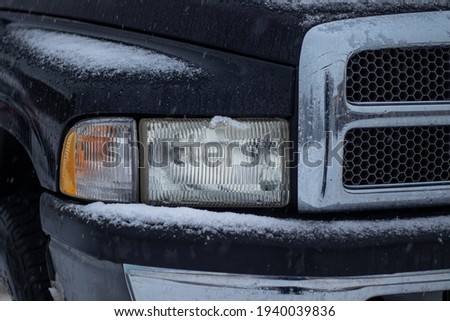 Black winter truck close up 