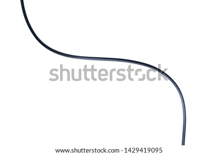A Black wire cable isolated on a white background abstraction.