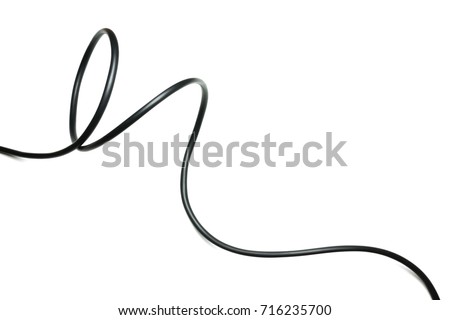 black wire cable isolated on a white background abstraction.