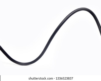 Black Wire Cable On Isolated White Background