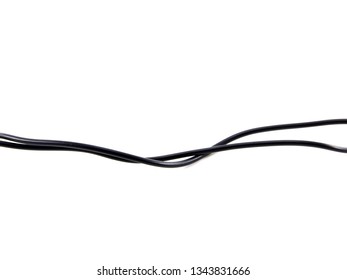 Black wire cable of usb and adapter isolated on white background.Electronic Connector.Selection focus. - Shutterstock ID 1343831666