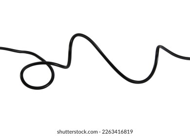 black wire cable of usb and adapter isolated on white background.Electronic Connector.Selection focus.Clipping path.