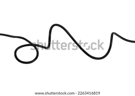 black wire cable of usb and adapter isolated on white background.Electronic Connector.Selection focus.Clipping path. Foto stock © 