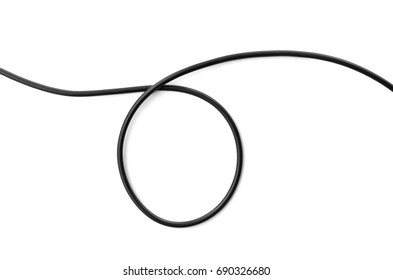 Black Wire Power Cable Isolate On White Background