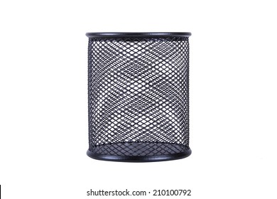 Black, Wired, Plastic Pencil Box, Isolated On White Background.