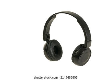 Black Wireless Bluetooth Headphones Isolated On White Background.