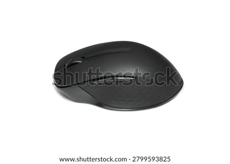 Black wireless computer mouse isolated on white background