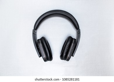 Black Wireless Headphones on gray background