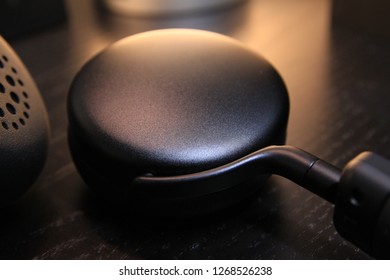 black wireless headset