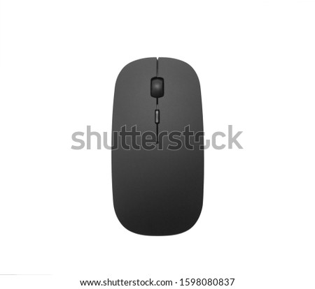 Black wireless mouse isolated on white background