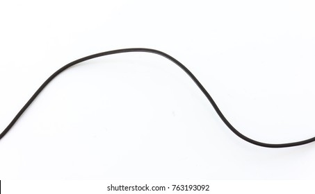 Black Wires On White Background.
Black Power Cable Line On White Background.
