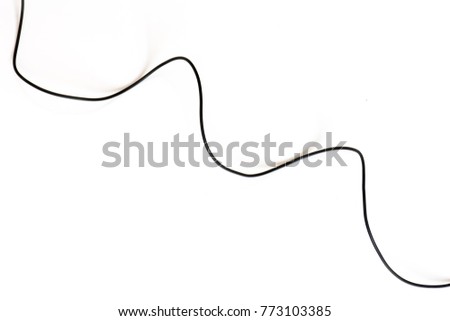 Black wires on white background.
Black power cable line on white background.
