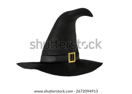 Black witch conical hat on isolated background. Halloween decor