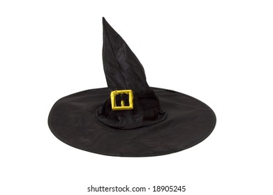 Black Witch Hat Isolated On A White Background