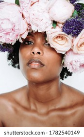 Black Woman With Afro And Flower Crown