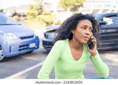 Black Woman Calling Roadside Service After Car Crash