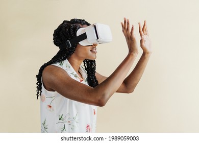 Black Woman Enjoying A VR Headset Mockup