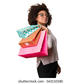 Black Woman Holding Shopping Bags