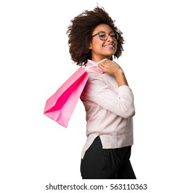 Black Woman Holding Shopping Bags