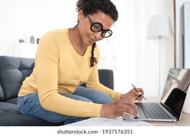 Black Woman Home Office And Distance Remote Working