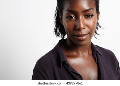 Black Woman With An Ideal Oily Shiny Skin