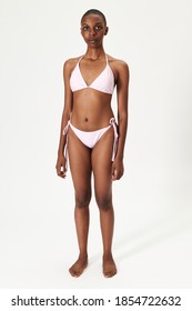 Black Woman In Light Pink Bikini Mockup