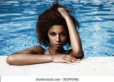 black woman in pool