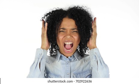 Black Woman Screaming White Background Stock Photo 702922636 | Shutterstock