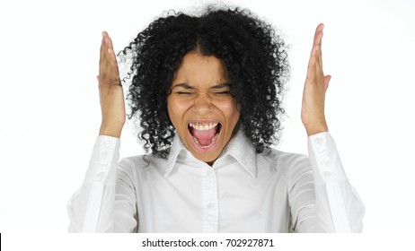 Black Woman Screaming White Background Stock Photo 702927871 | Shutterstock