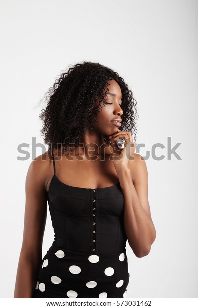 Black Woman Short Curly Haircut Stock Photo Edit Now 573031462