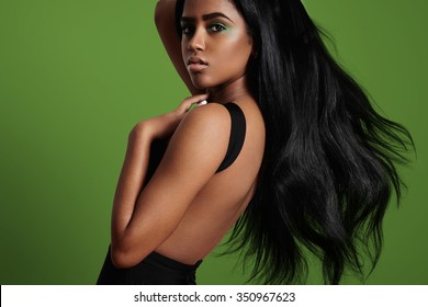 Black Woman With A Straight Blowing Hair