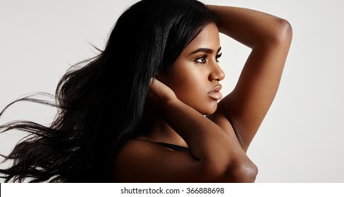 Black Woman With A Straight Blowing Hair