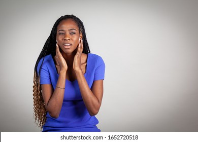 Black Woman With TMJ Jaw And Tooth Pain. Female Experiencing Pain Series.