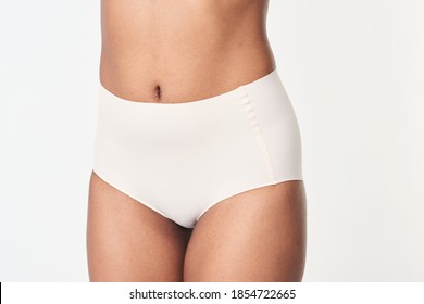 Black Woman In A White Underwear Mockup 