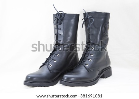 Black women boot isolated on white background.