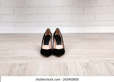 Black Women Shoes With  On The Floor