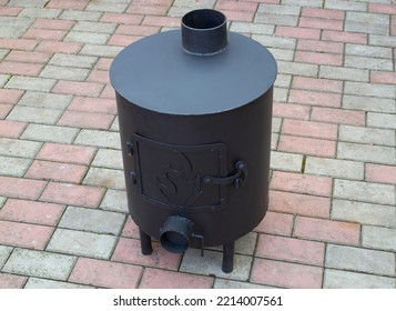 Black Wood Potbelly Stove Close Up