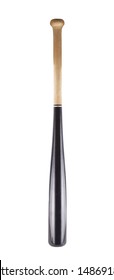 Black And Wooden Baseball Bat Isolated Over White