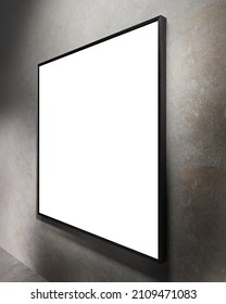 Black Wooden Frame Blank For Picture, Art, Photograph Mockup On A Texturized Wall 