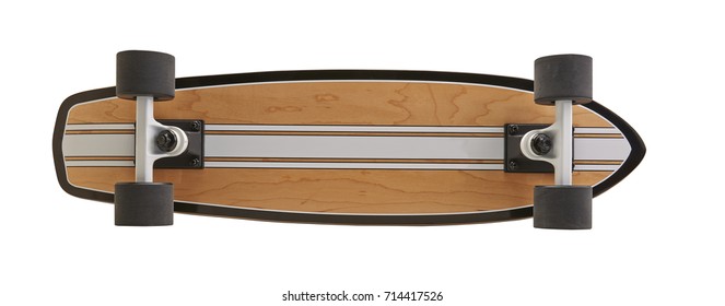 Black And Wooden Skate Board Isolated On A White Background With Clipping Path