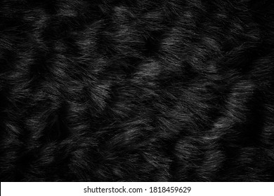 Black Wool Texture Background, Dark Natural Sheep Wool, Black Seamless Cotton, Texture Of Gray Fluffy Fur, Close-up Fragment Of Black Wool Carpet