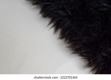 Black Wool Texture White Background Free Space For Text