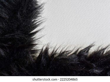 Black Wool Texture White Background Free Space For Text