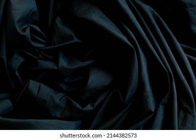 Black Wrinkled Fabric Surfaceclose Wrinkled Black Stock Photo ...