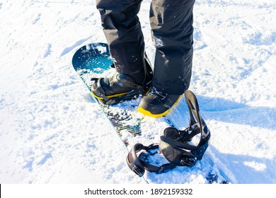 Black And Yellow Snowboard Boots Close Up