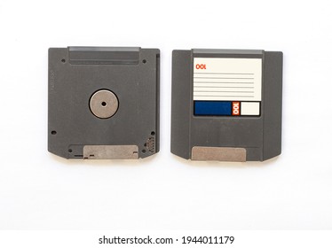 Black Zip Floppy Disk In White Background