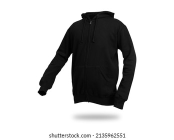 Black Zip Hoodie With Ghost Model Concept Isolated On Plain Background