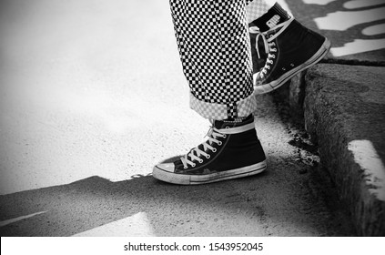 Blackandwhite Image Feet Man Descending Dressed Stock Photo 1543952045 ...