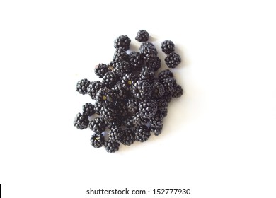 Blackberries Isolated On White. Top View